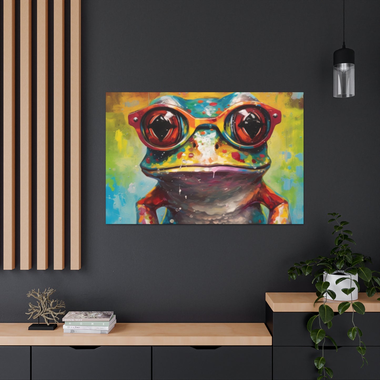 Bold Colored Frog In Bold Glasses - Large Wall Art
