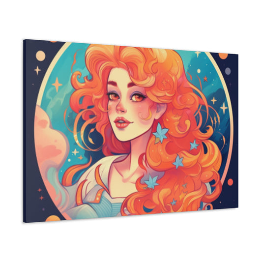 Lofi Aquarius Girl, Stars In Her Hair- Large Wall Art