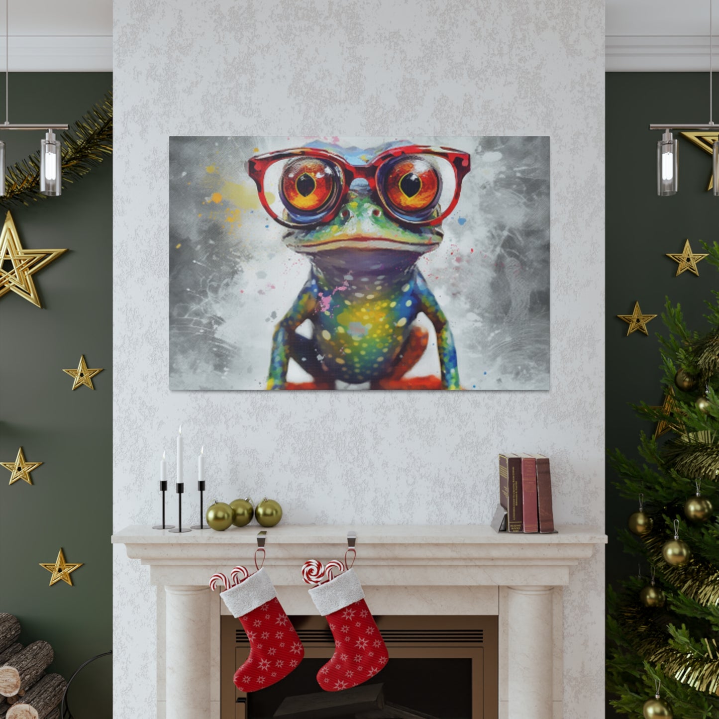 Little Frog In Big Red Glasses- Large Wall Art