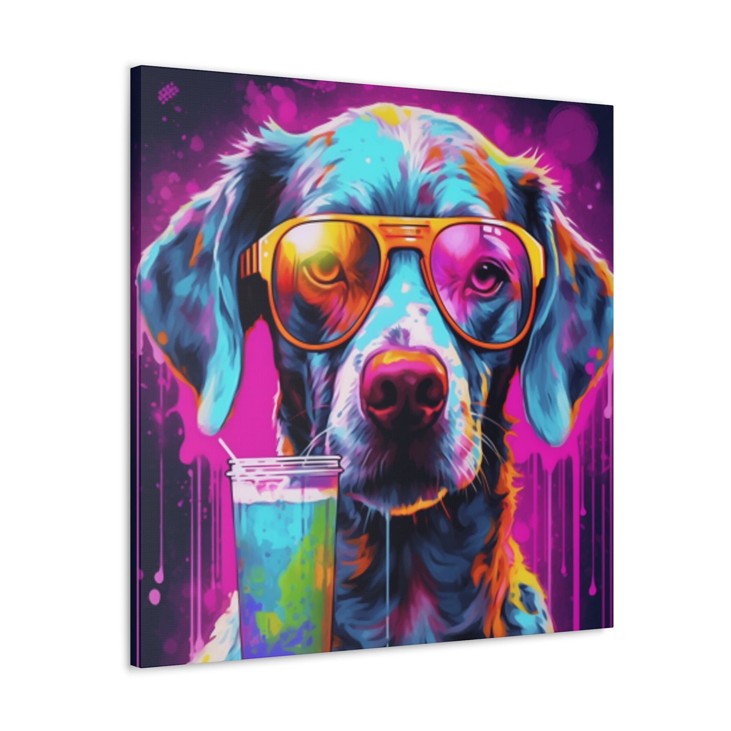 Groovy Dog In Gold Glasses Ready To Chill- Large Wall Art