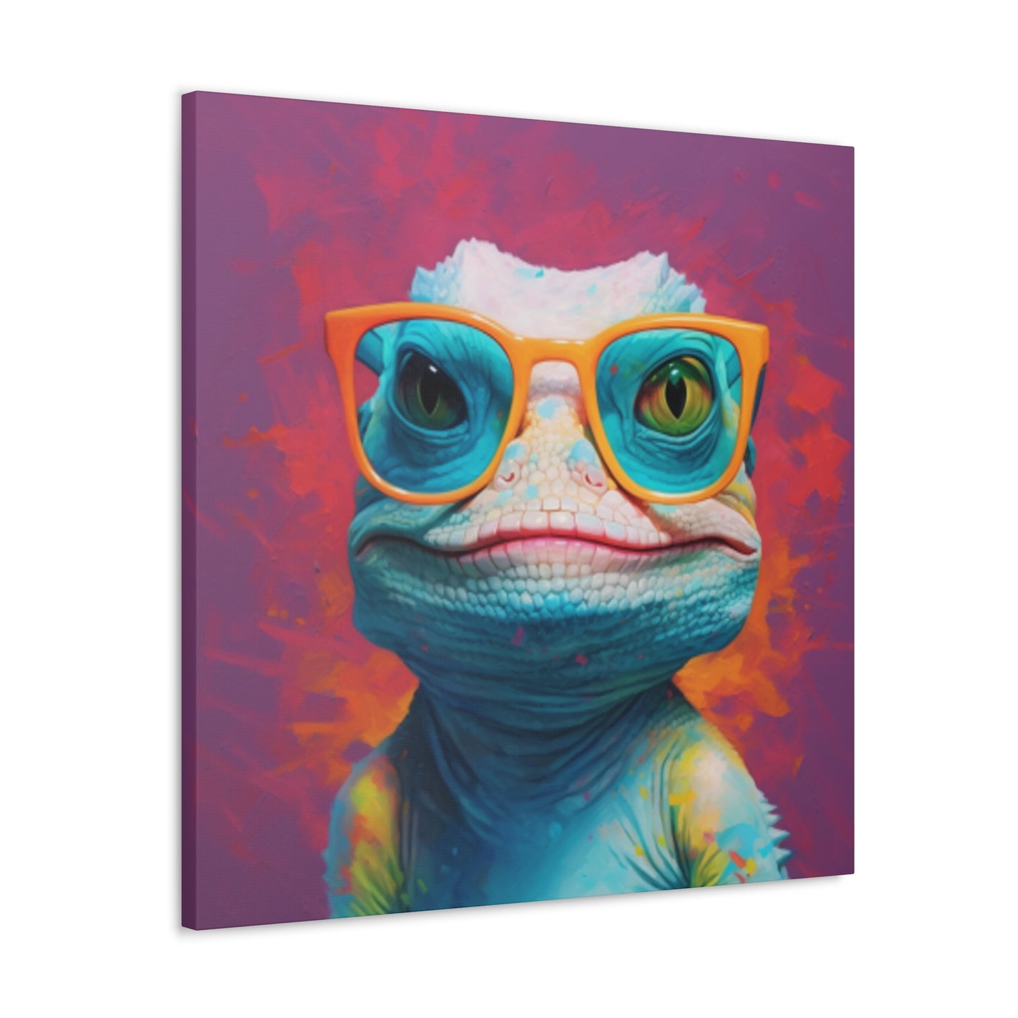 Lizard Lady With Purple Background - Large Wall Art