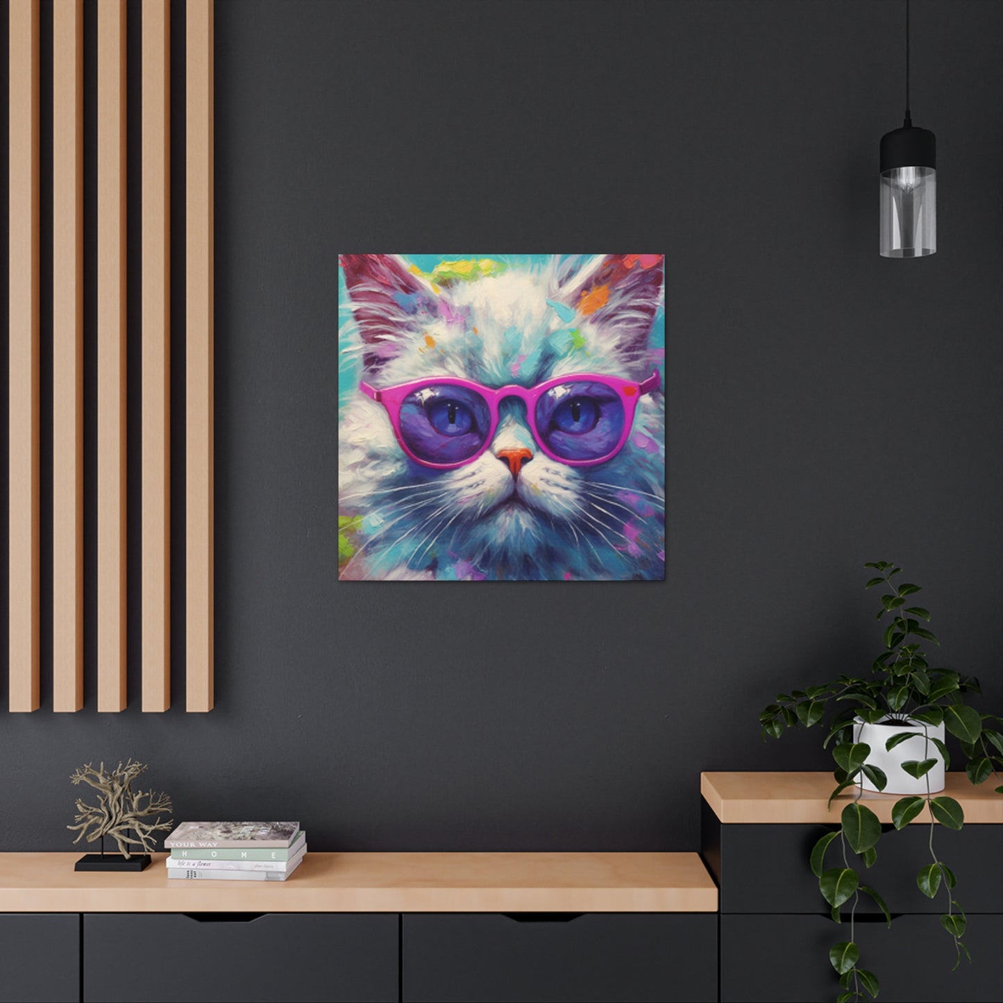 Puuuur-ple Glasses On A Fluffy Kitty - Large Wall Art