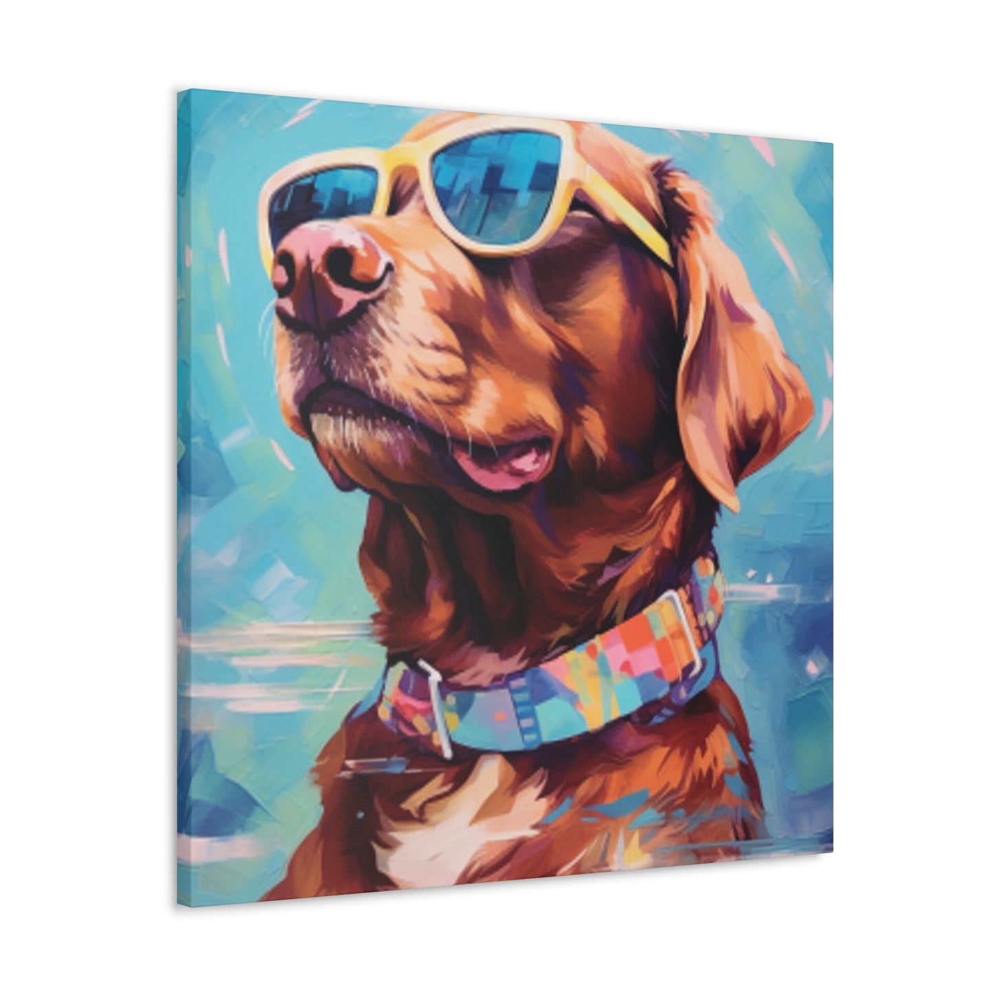 Blue Sky, Brown Dog In Sunglasses - Large Wall Art