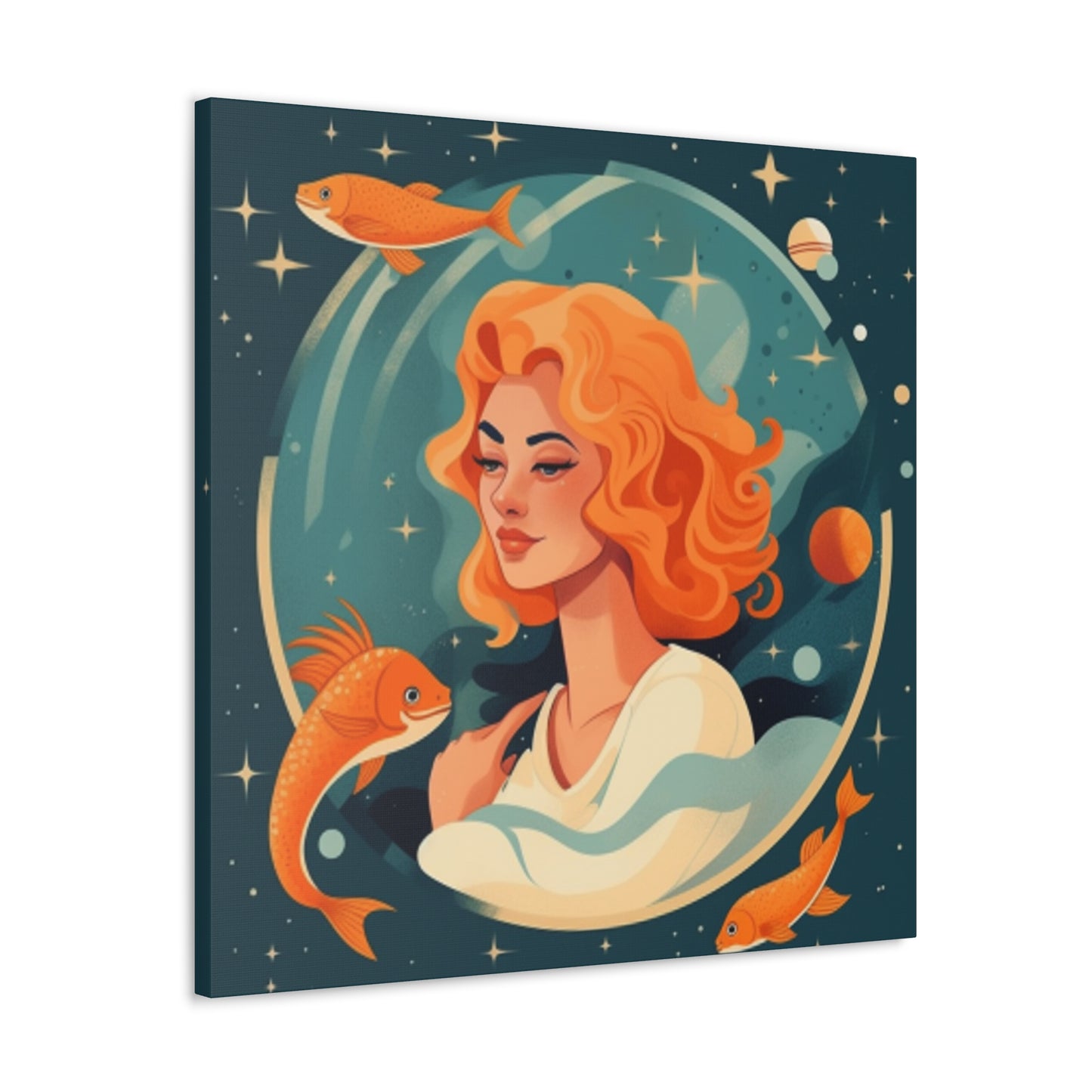 Chill Aquarius Chick, Lofi Style - Large Wall Art