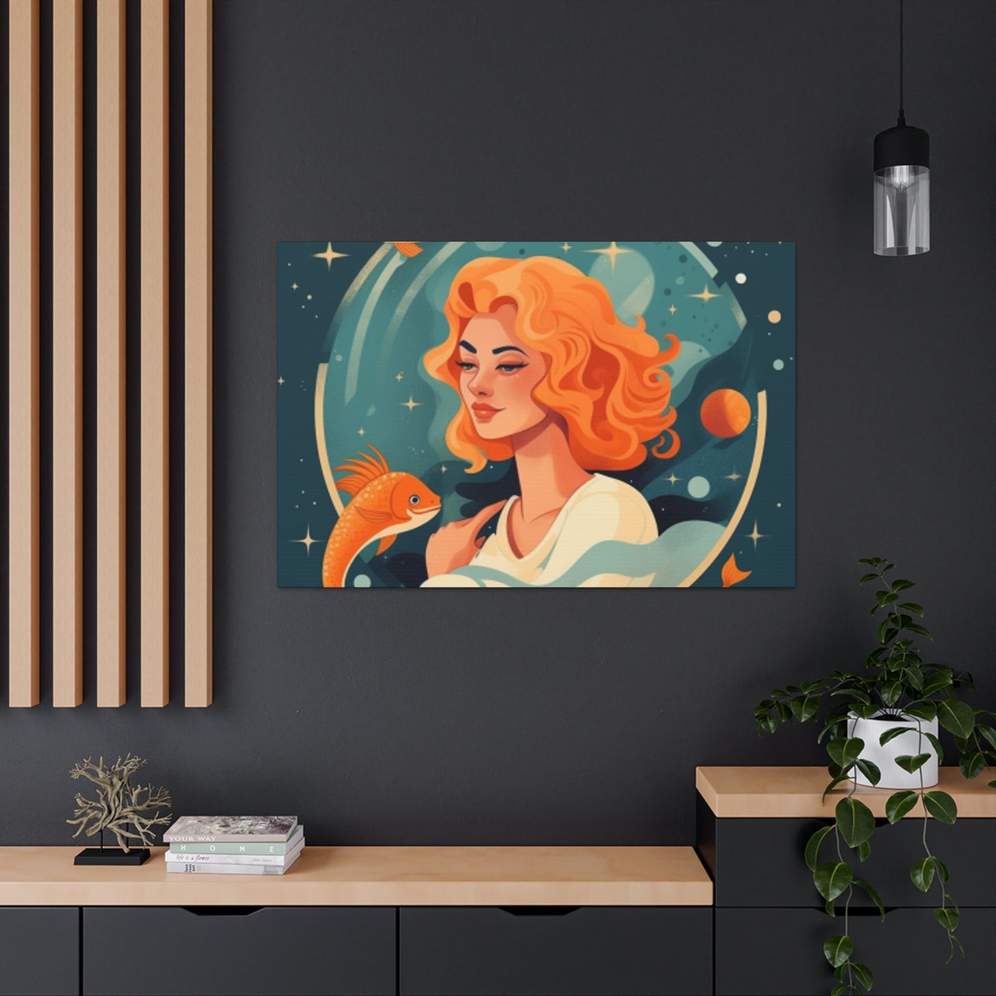 Chill Aquarius Chick, Lofi Style - Large Wall Art