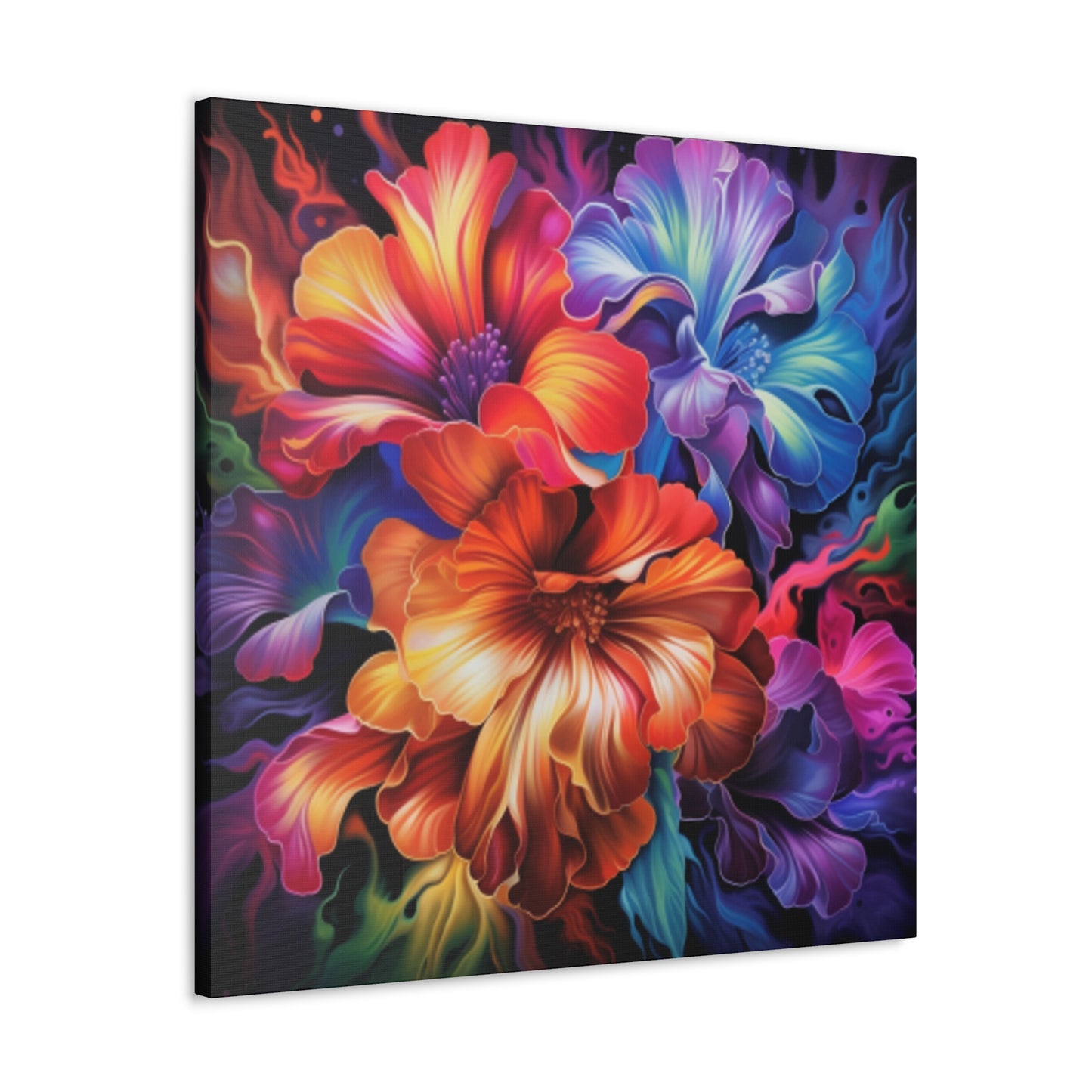 Glowing, Groovy, Psychedelic Hibiscus At Night - Large Wall Art