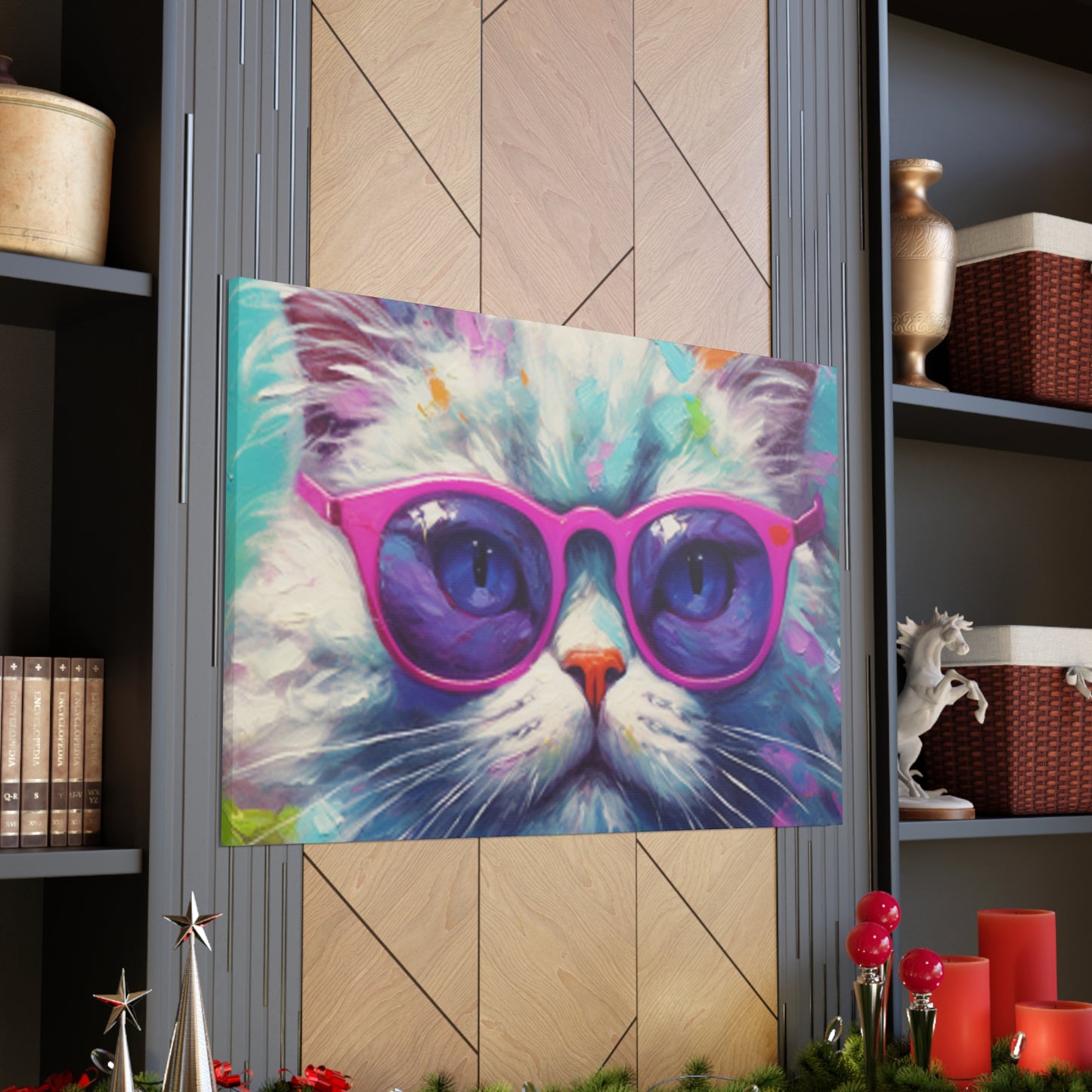 Puuuur-ple Glasses On A Fluffy Kitty - Large Wall Art