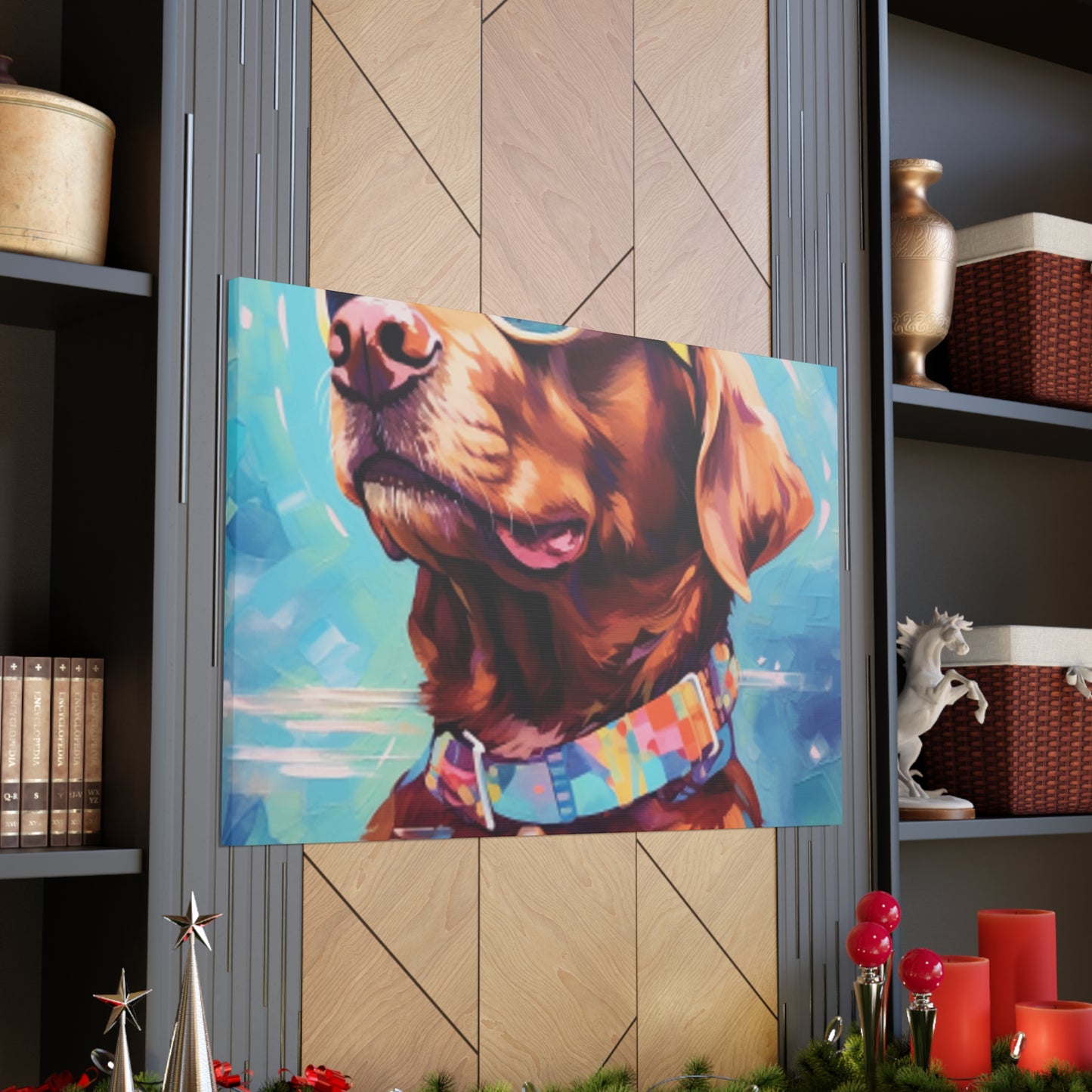 Blue Sky, Brown Dog In Sunglasses - Large Wall Art