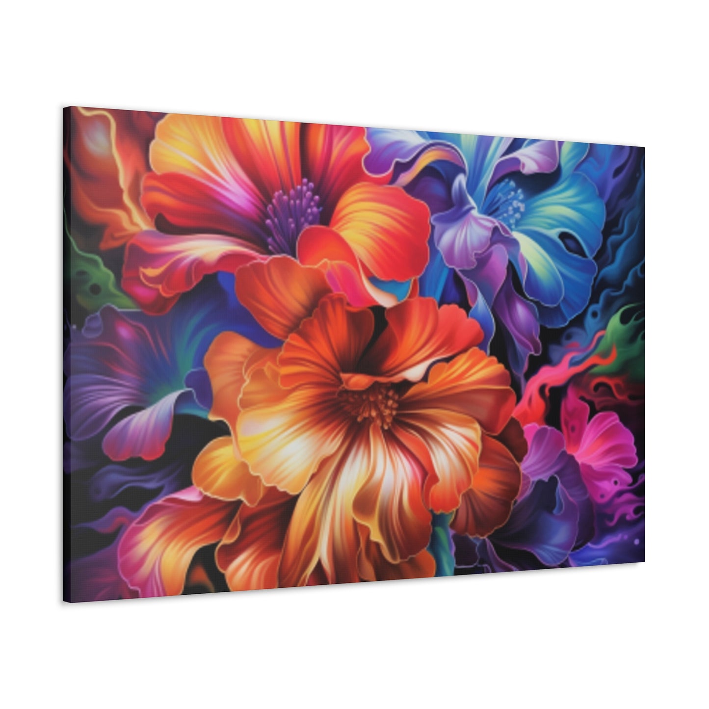 Glowing, Groovy, Psychedelic Hibiscus At Night - Large Wall Art