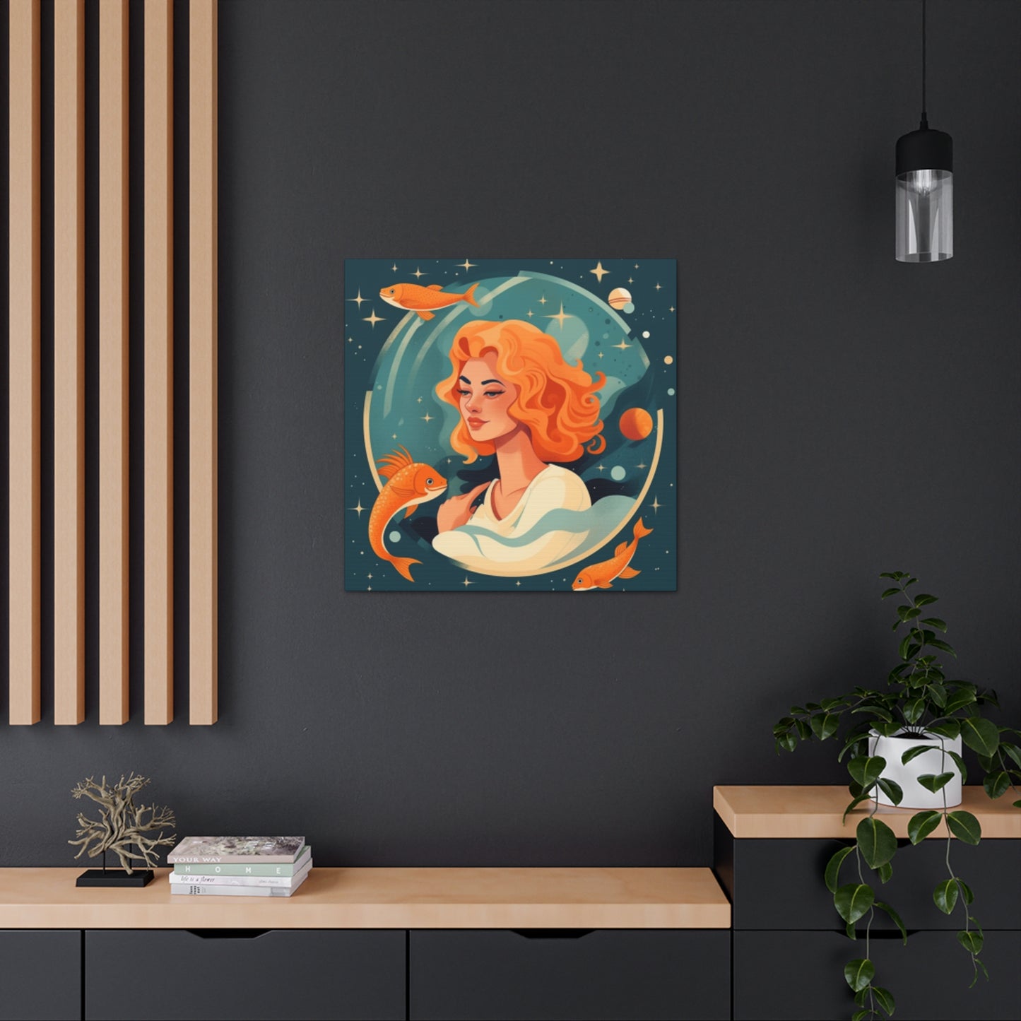 Chill Aquarius Chick, Lofi Style - Large Wall Art