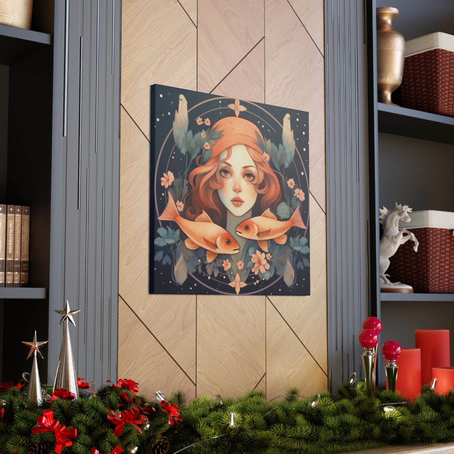 Astrology, Lofi, Pisces, Fish And Girl - Large Wall Art