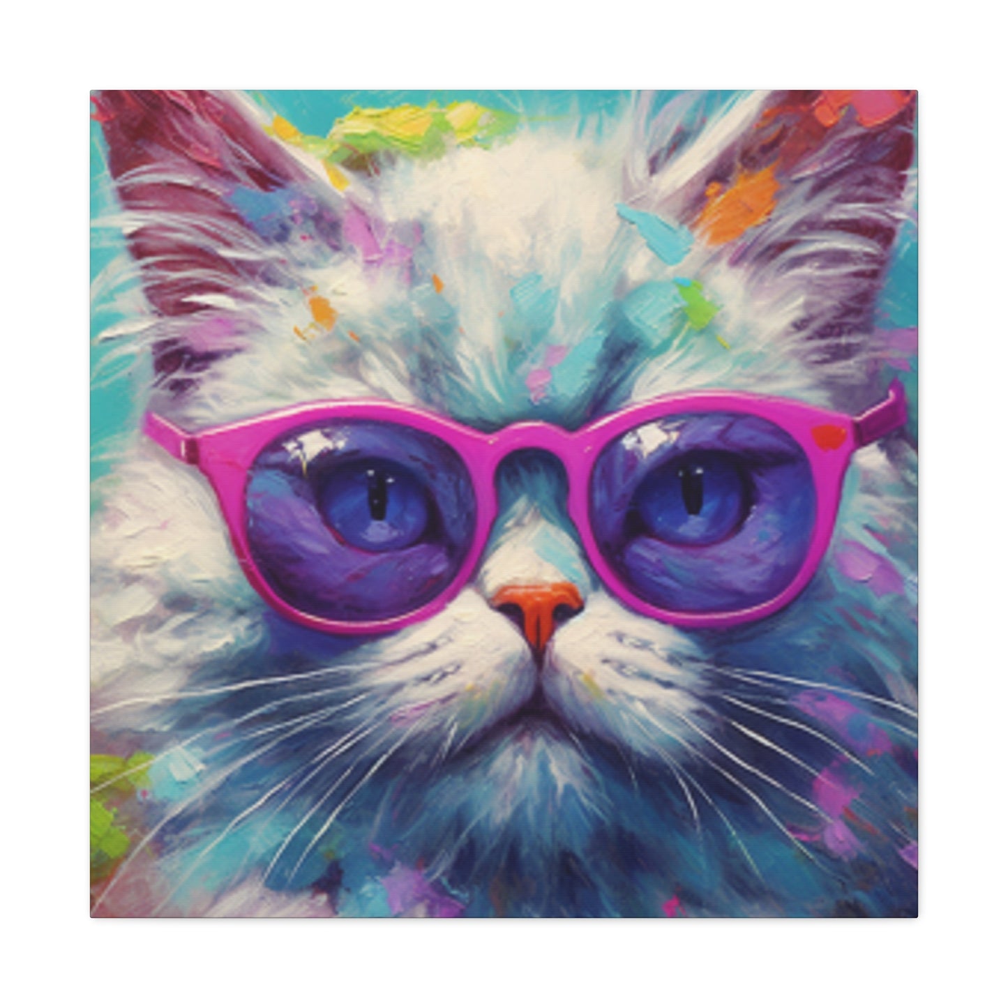 Puuuur-ple Glasses On A Fluffy Kitty - Large Wall Art