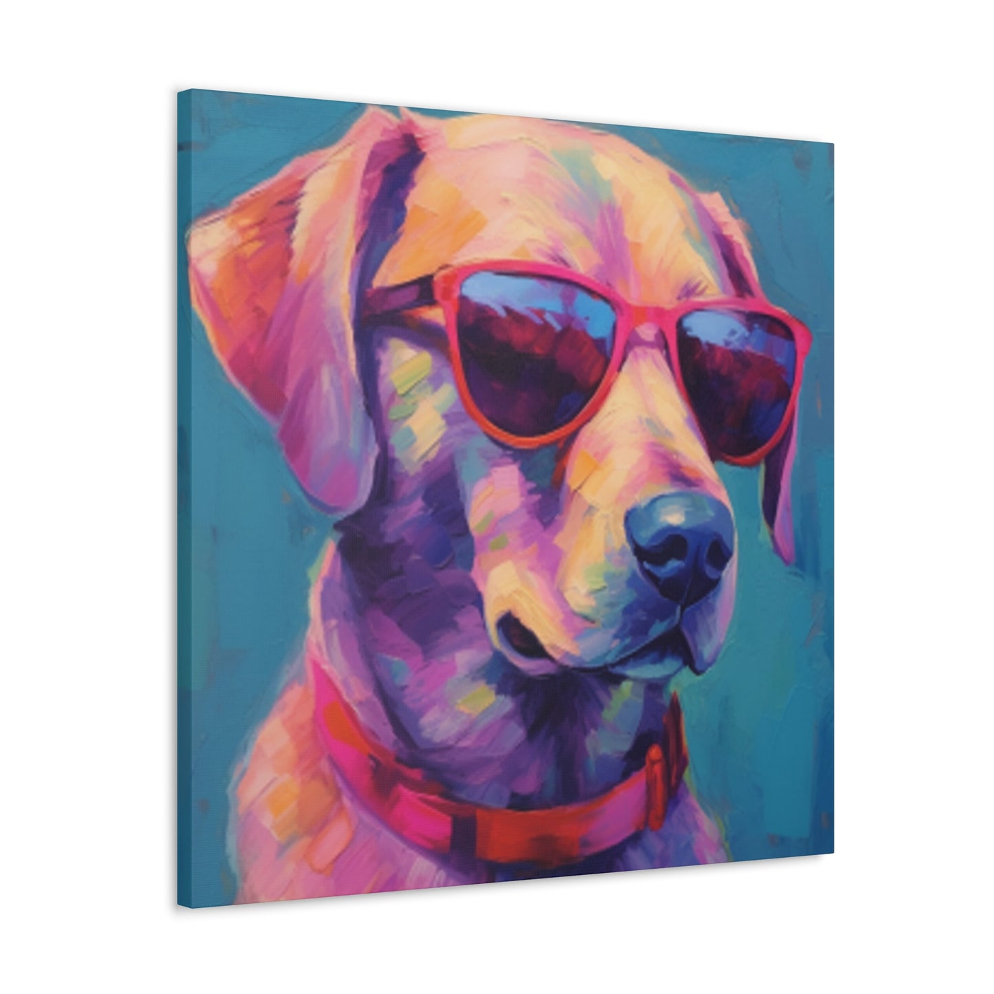 Cool Pup In Sunglasses, Blue Background - Large Wall Art