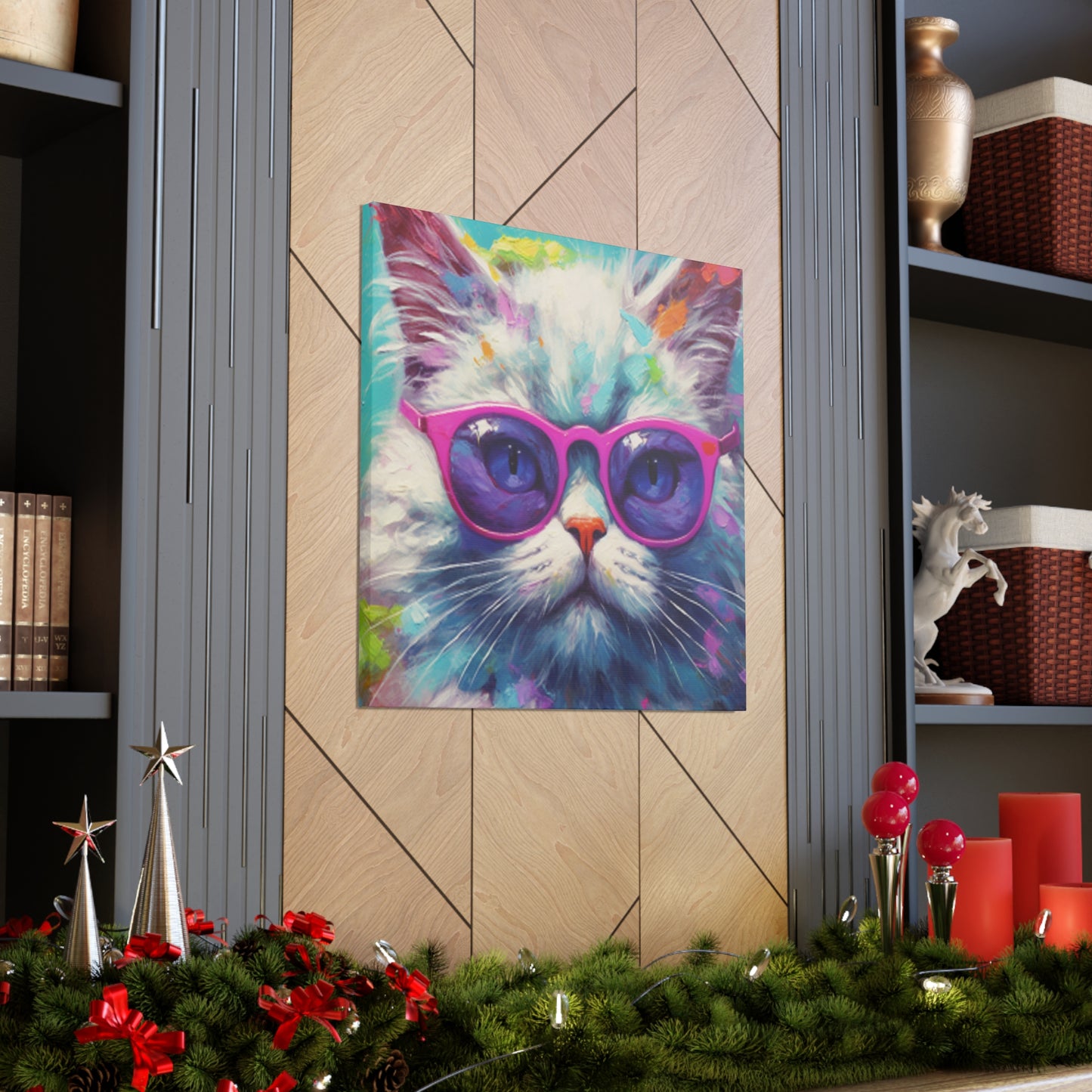 Puuuur-ple Glasses On A Fluffy Kitty - Large Wall Art