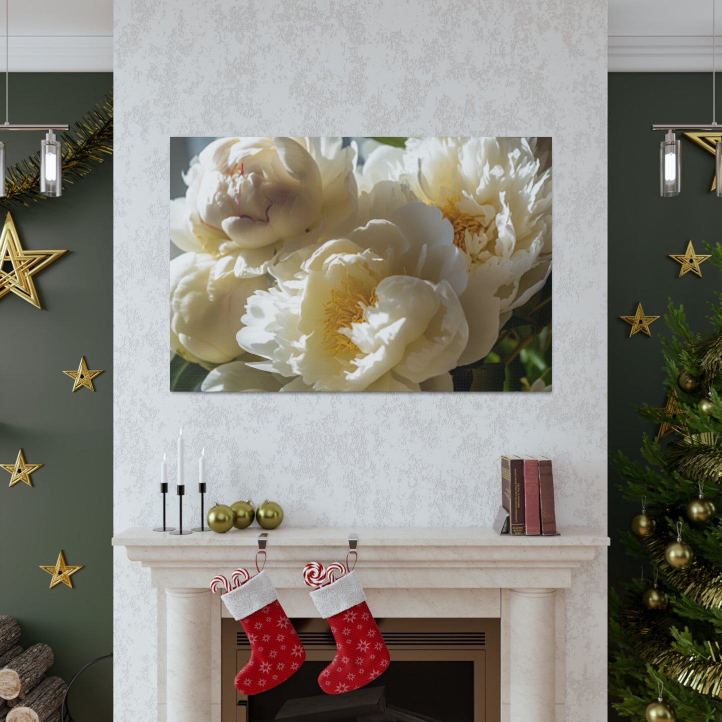 Soft White Peonies In Warm Light - Large Wall Art