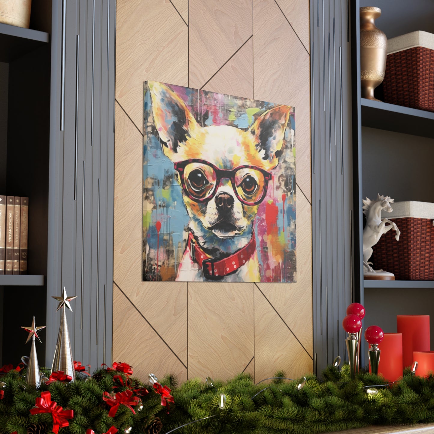 Brown Eye Chihuahua In Glasses - Large Wall Art