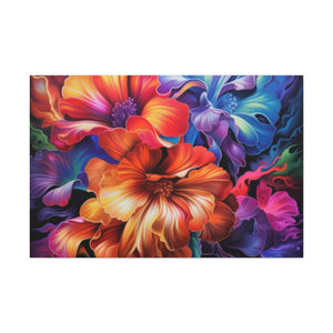 Glowing, Groovy, Psychedelic Hibiscus At Night - Large Wall Art