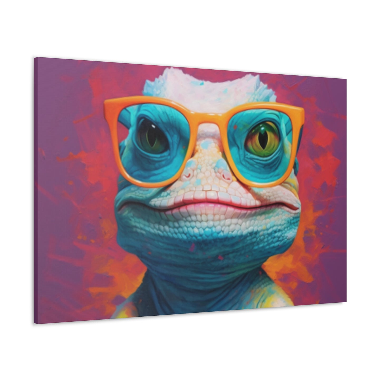 Lizard Lady With Purple Background - Large Wall Art
