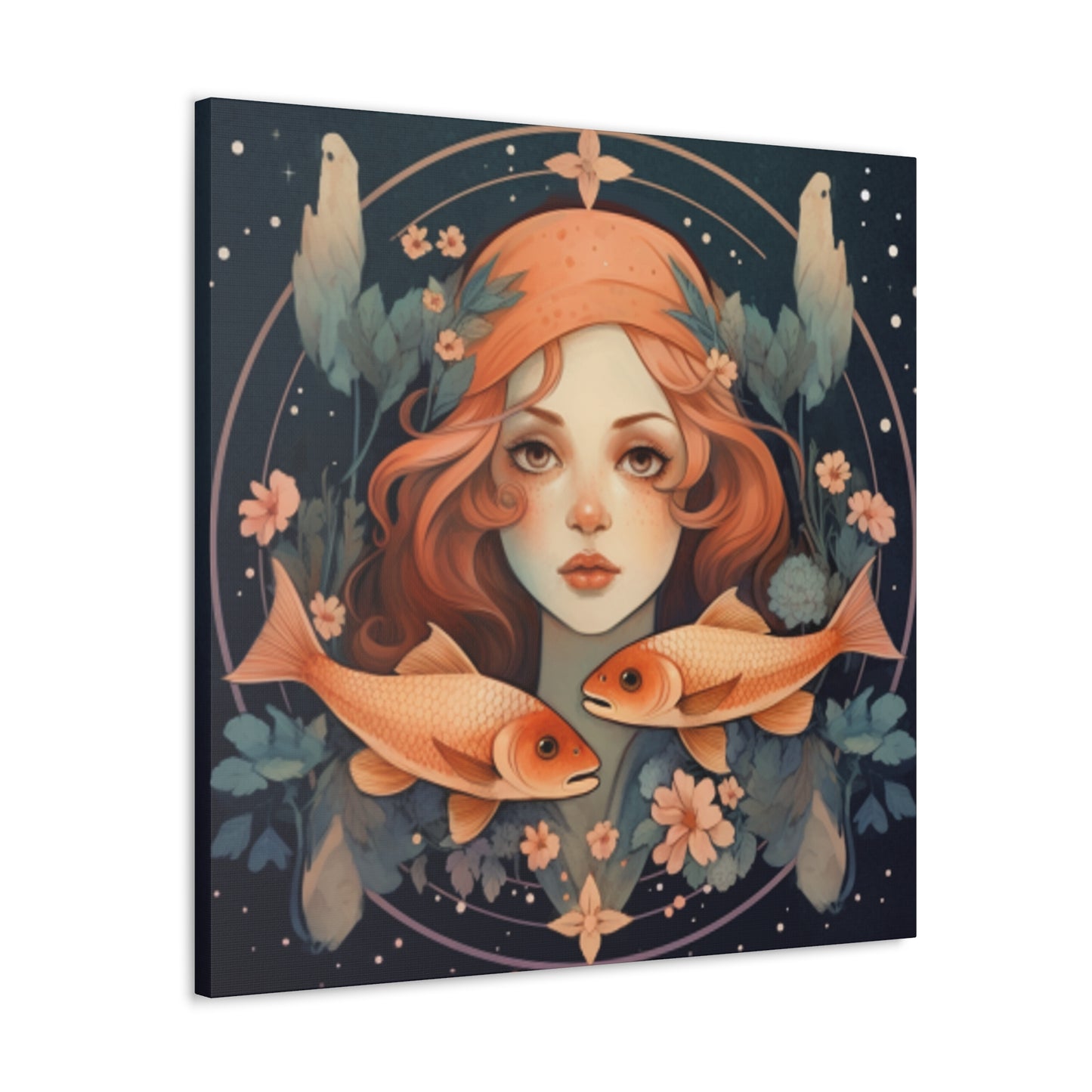 Astrology, Lofi, Pisces, Fish And Girl - Large Wall Art