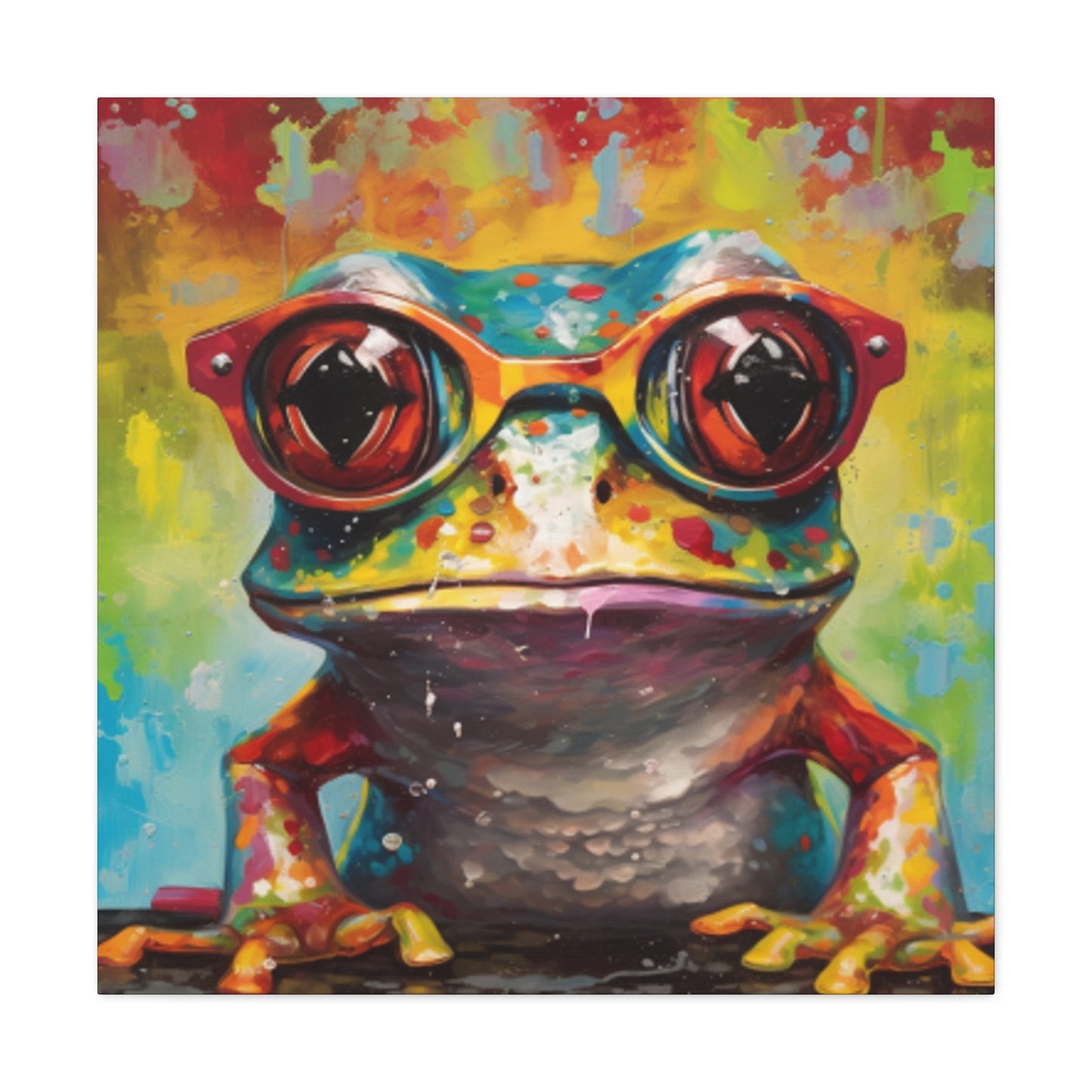 Bold Colored Frog In Bold Glasses - Large Wall Art
