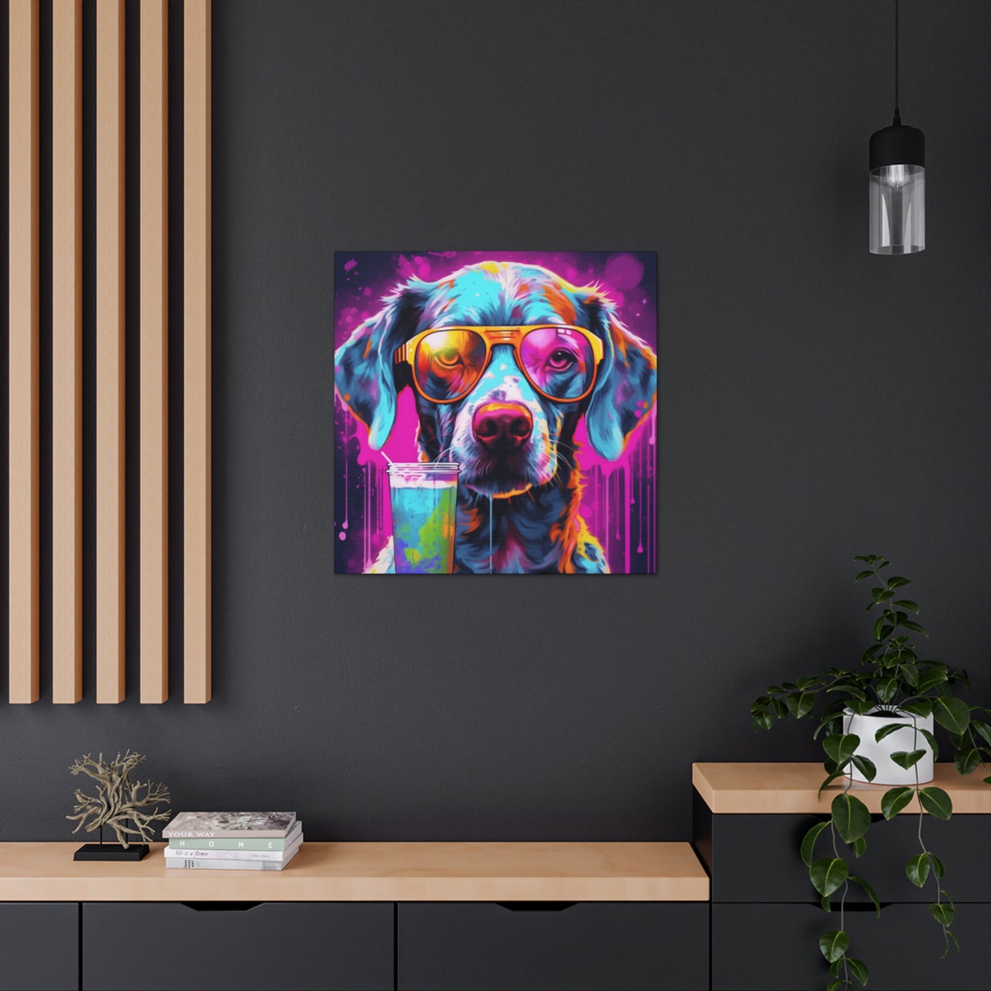 Groovy Dog In Gold Glasses Ready To Chill- Large Wall Art