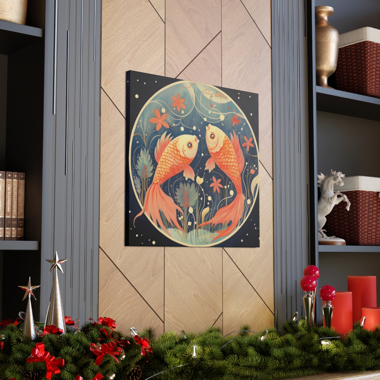 Lofi Astrology Peaceful Pisces Fish - Large Wall Art