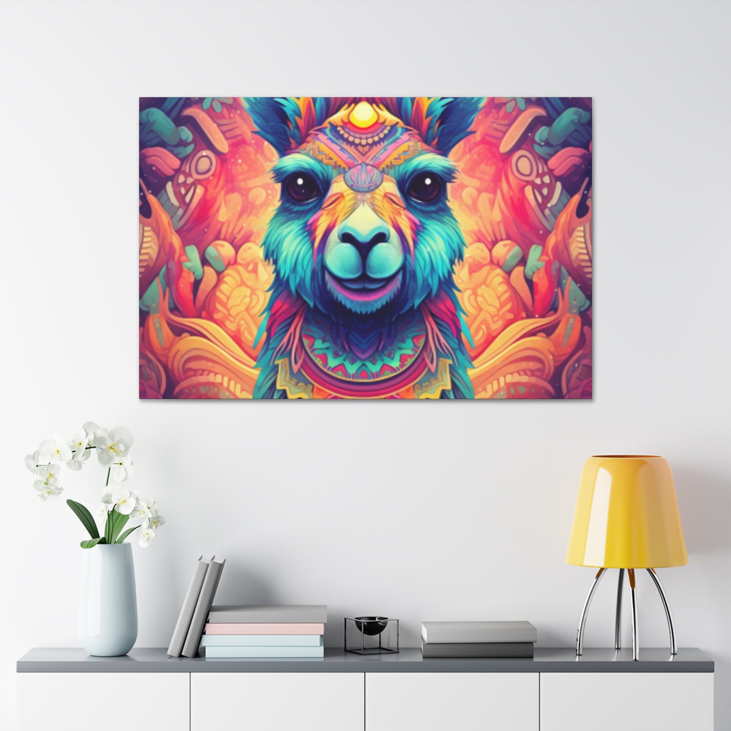 Colorful Llama With Beautiful Eyes- Large Wall Art