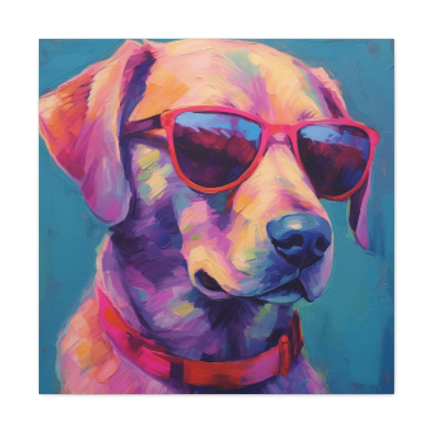 Cool Pup In Sunglasses, Blue Background - Large Wall Art
