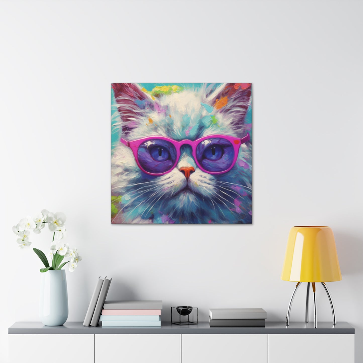 Puuuur-ple Glasses On A Fluffy Kitty - Large Wall Art