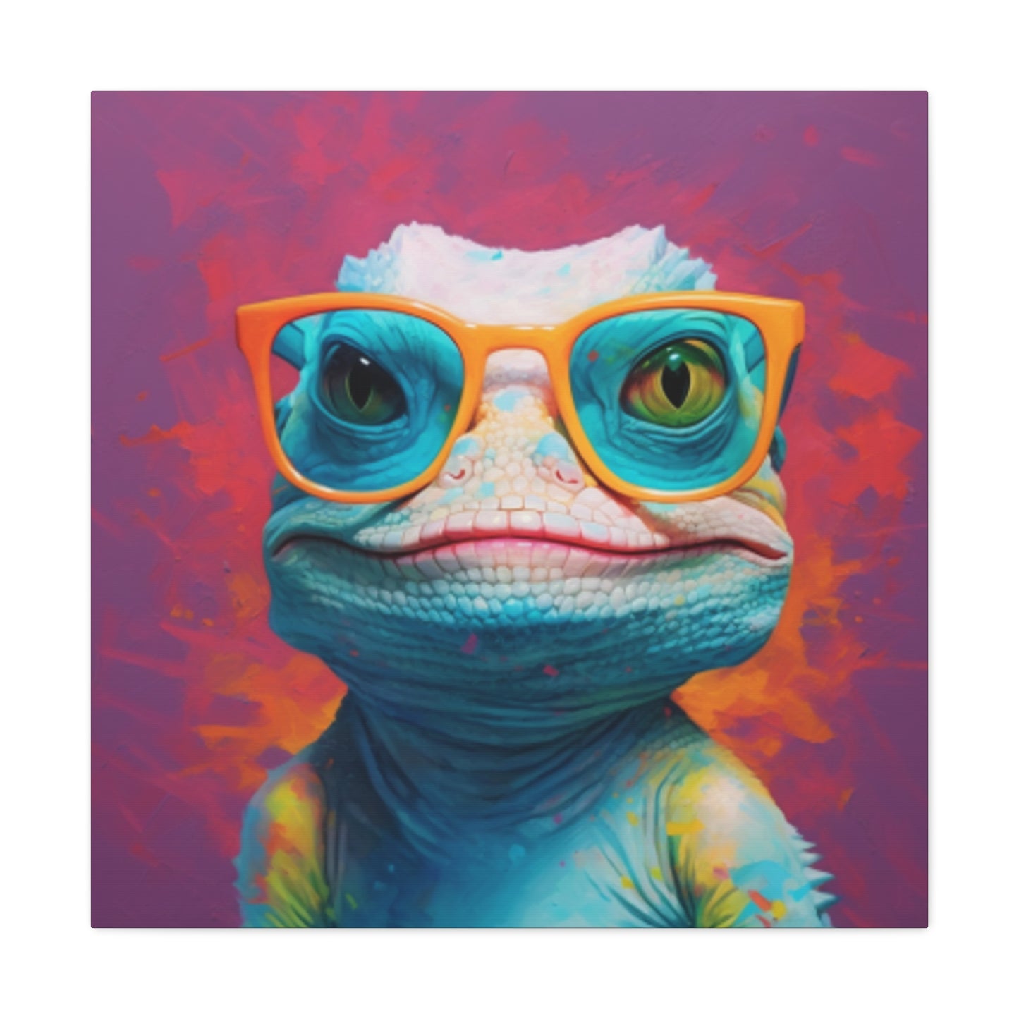 Lizard Lady With Purple Background - Large Wall Art