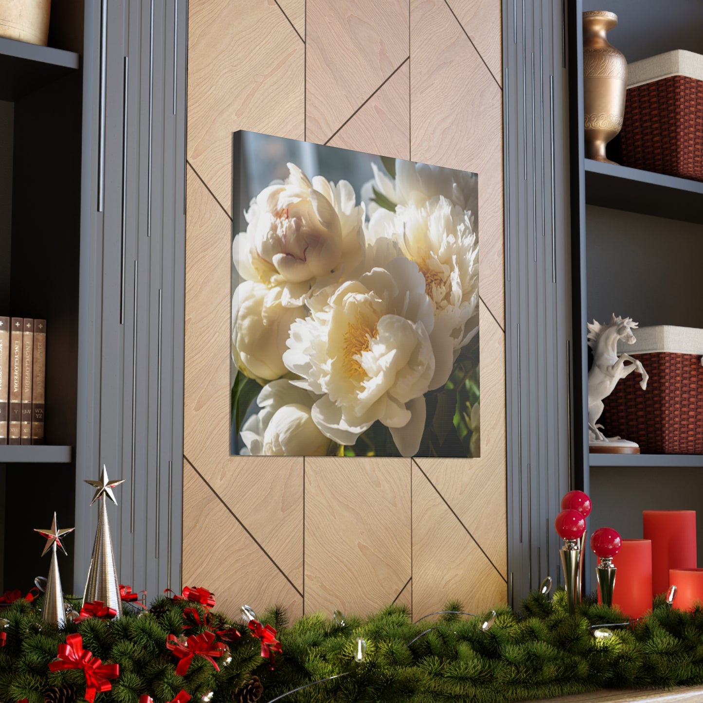 Soft White Peonies In Warm Light - Large Wall Art