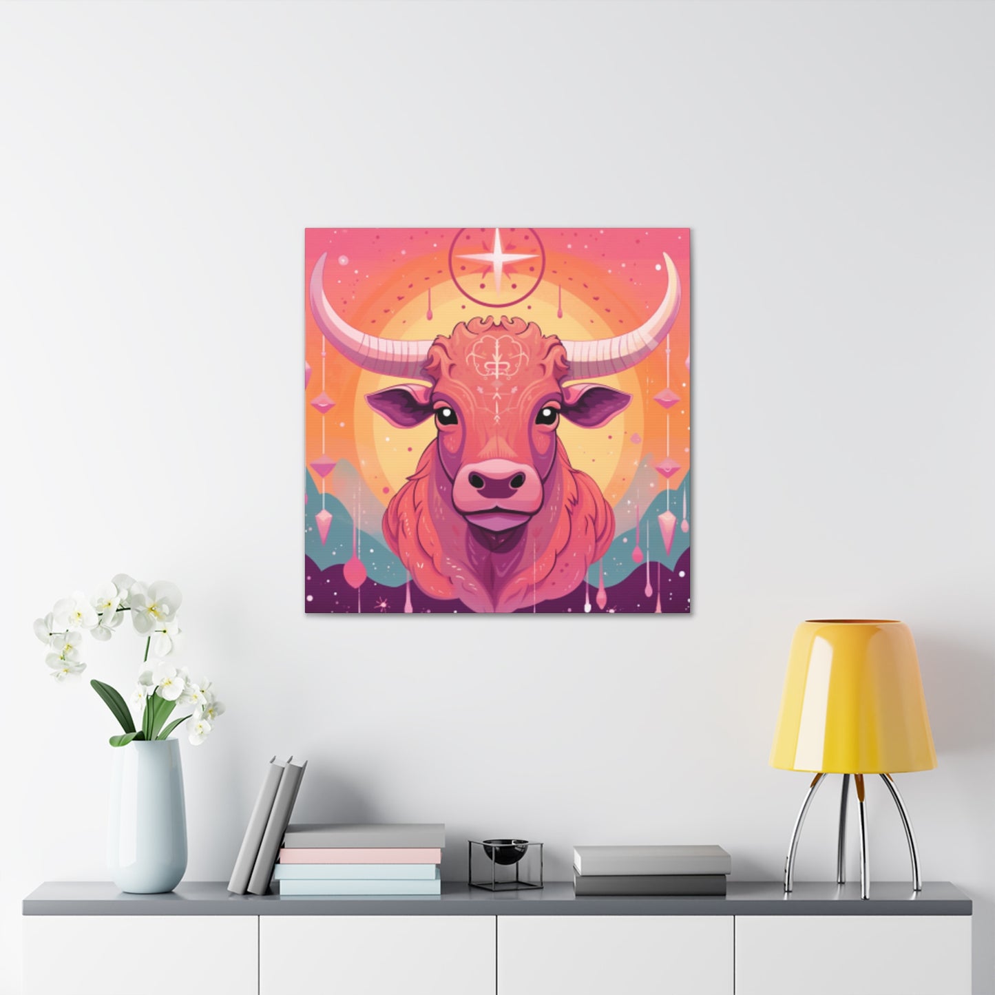 Happy Taurus Lofi Style- Large Wall Art