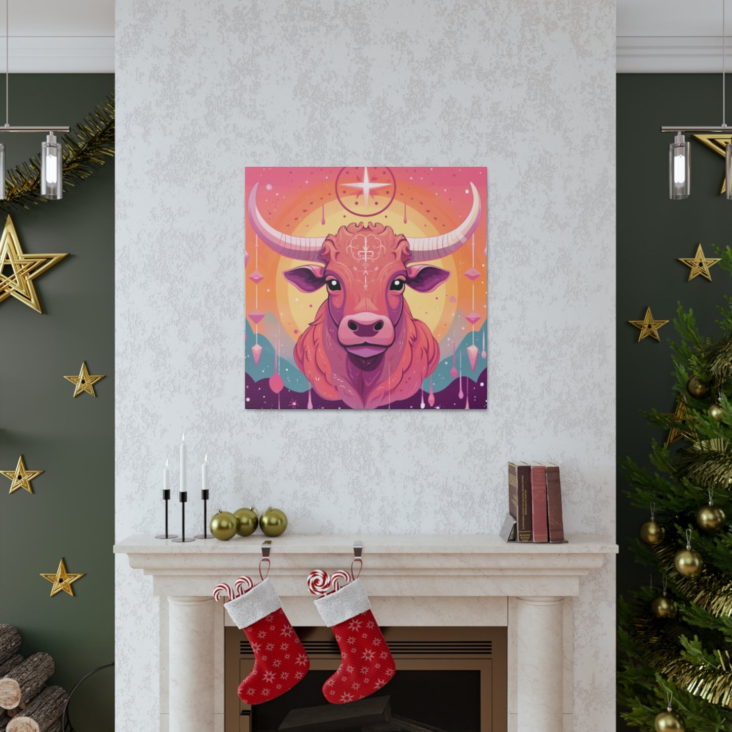 Happy Taurus Lofi Style- Large Wall Art