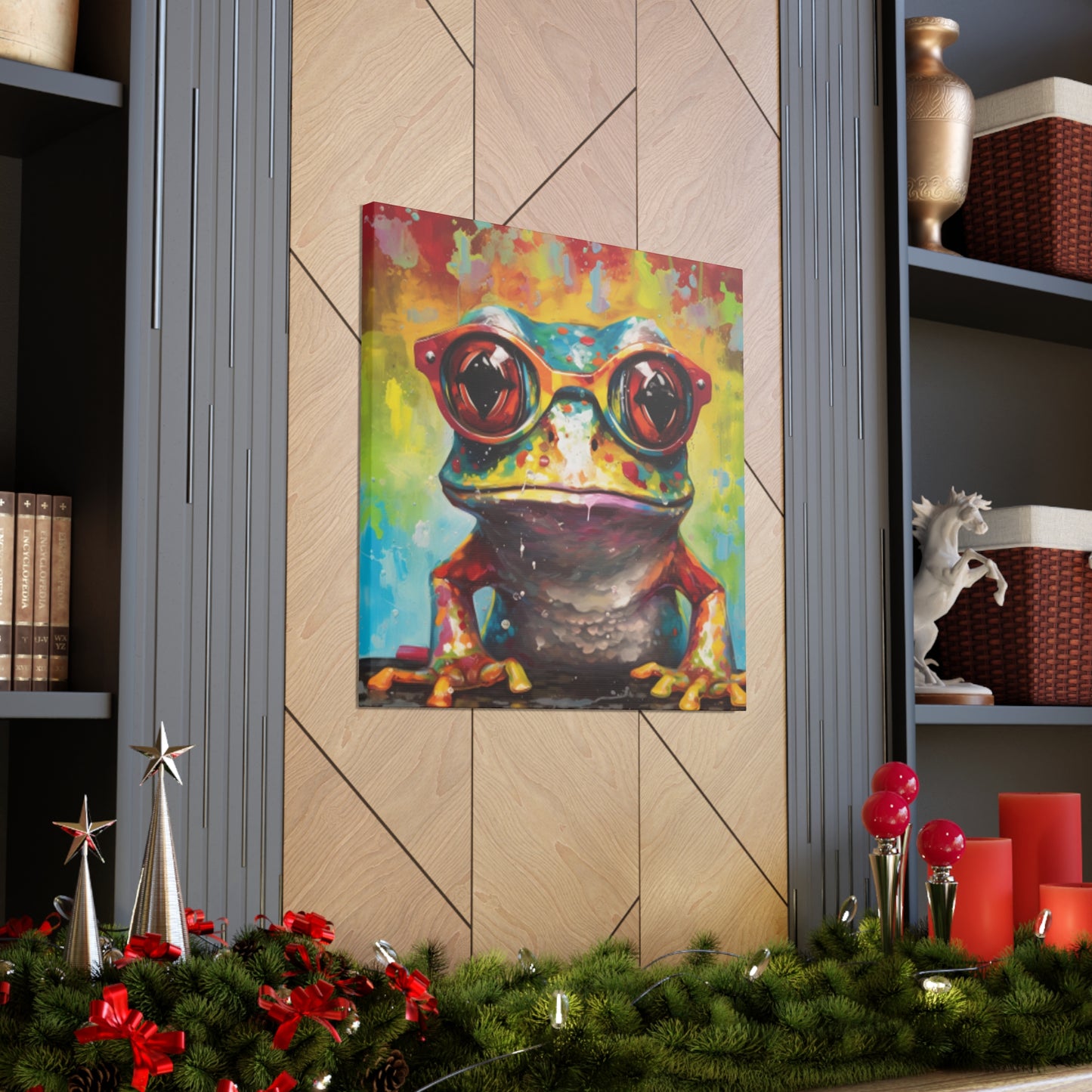Bold Colored Frog In Bold Glasses - Large Wall Art