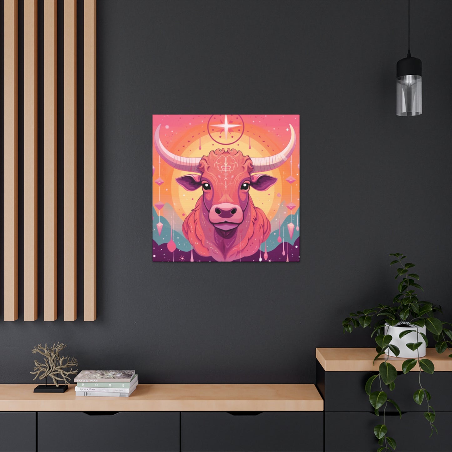 Happy Taurus Lofi Style- Large Wall Art