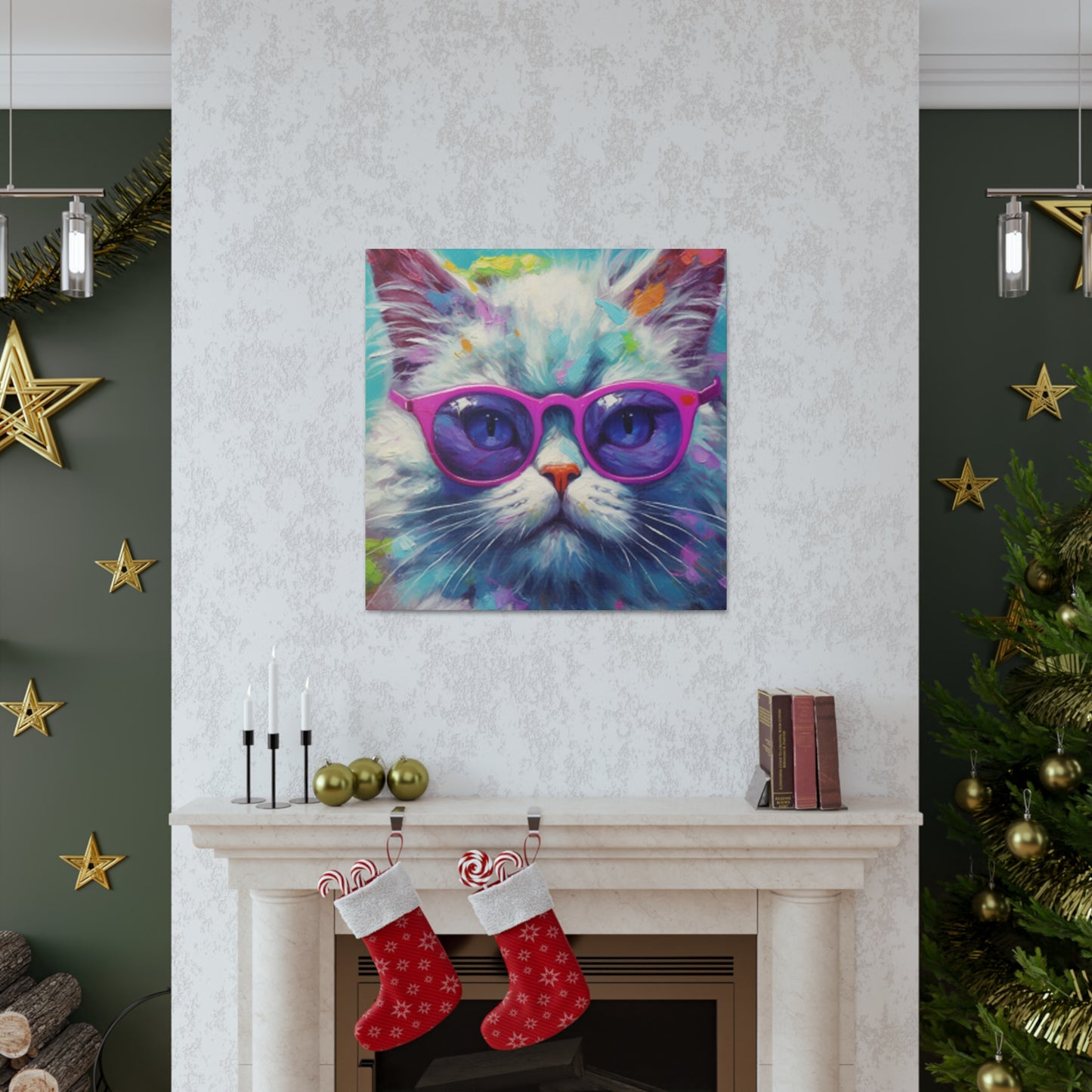 Puuuur-ple Glasses On A Fluffy Kitty - Large Wall Art