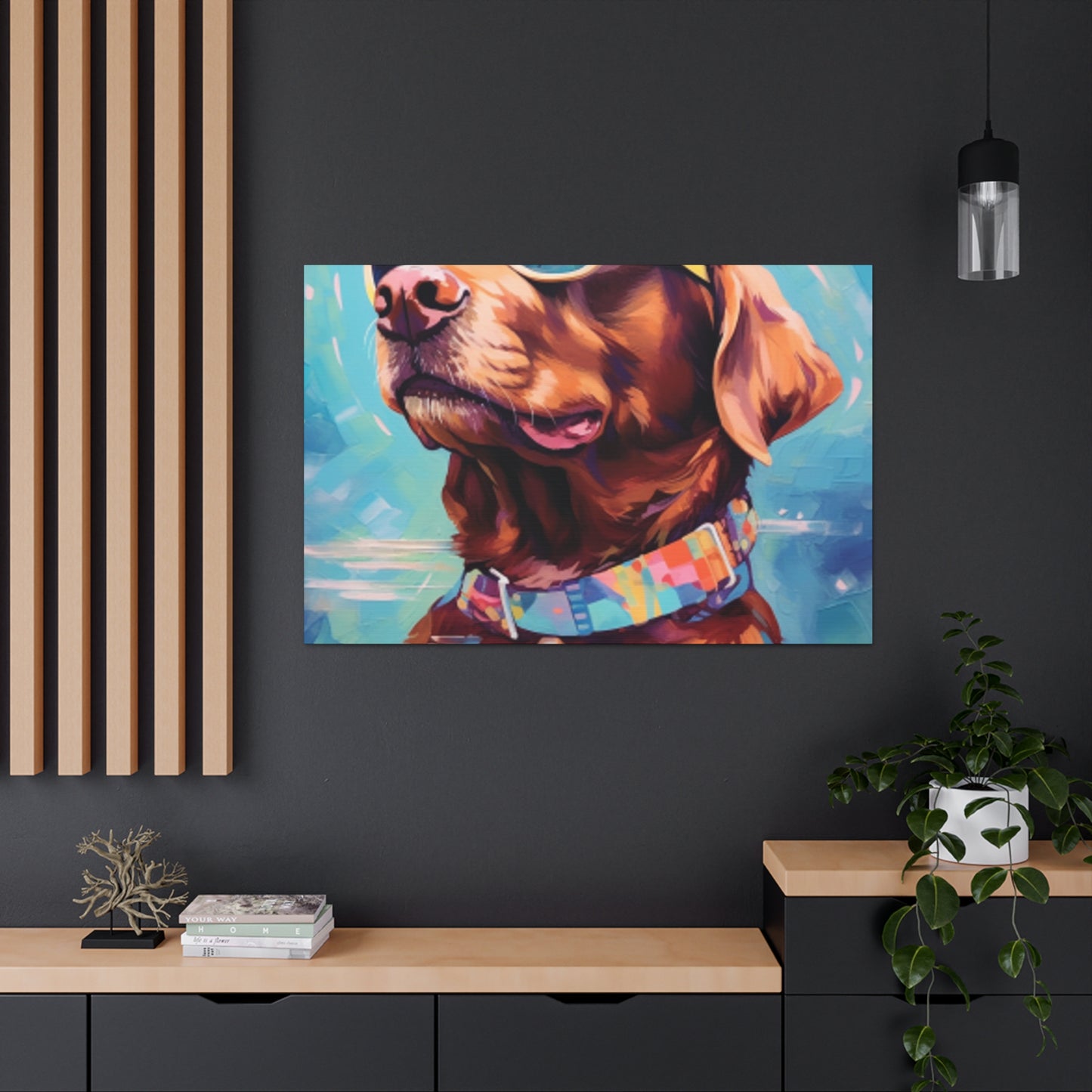 Blue Sky, Brown Dog In Sunglasses - Large Wall Art