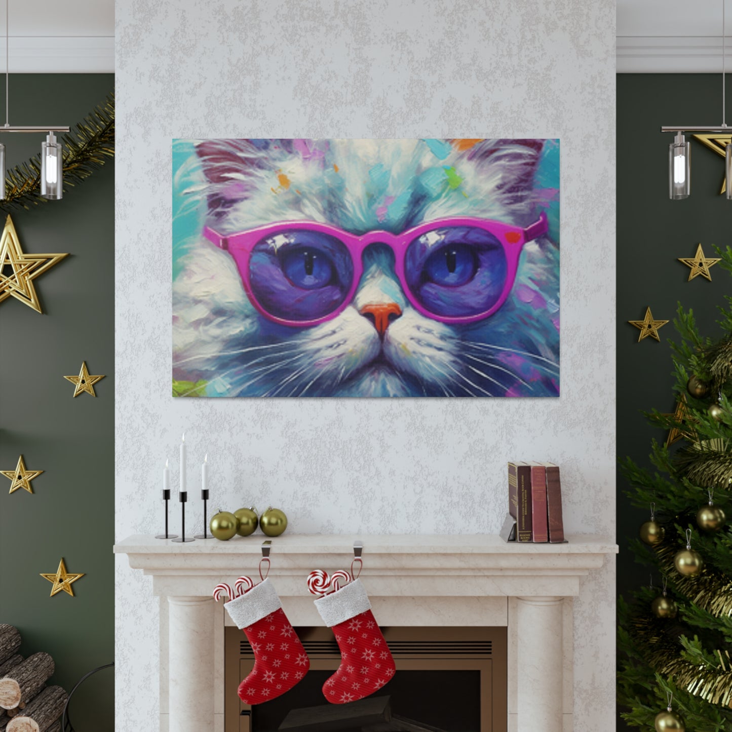 Puuuur-ple Glasses On A Fluffy Kitty - Large Wall Art