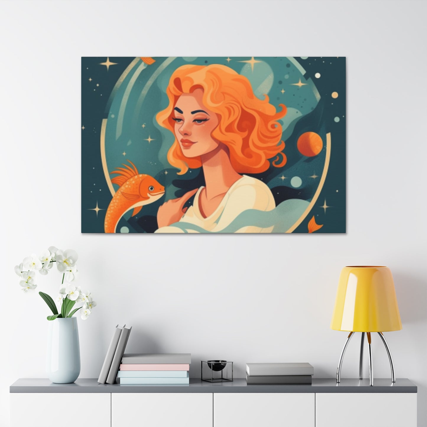 Chill Aquarius Chick, Lofi Style - Large Wall Art