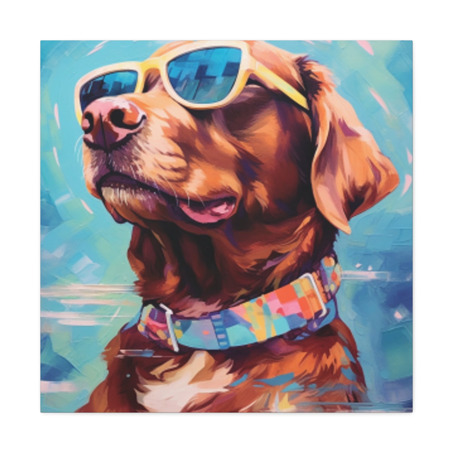 Blue Sky, Brown Dog In Sunglasses - Large Wall Art