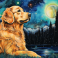 Watercolor Starry Night Golden Retriever