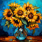 Bold Sunflowers In A Vase