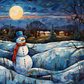 Bold Snowman In Snowy Fields  Diamond Painting Kits
