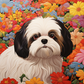 Colorful Flowers And Shih Tzu