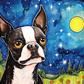 Starry Night Boston Terrier