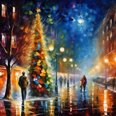 Christmas Tree On A City Street