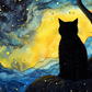 Black Kitty In The Night  Diamond Painting Kits