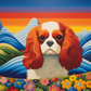 Bright Colorful King Charles Spaniel