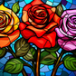 Three Roses On Stained Glass