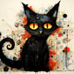 Watercolor Cute Black Cat  Diamond Painting Kits
